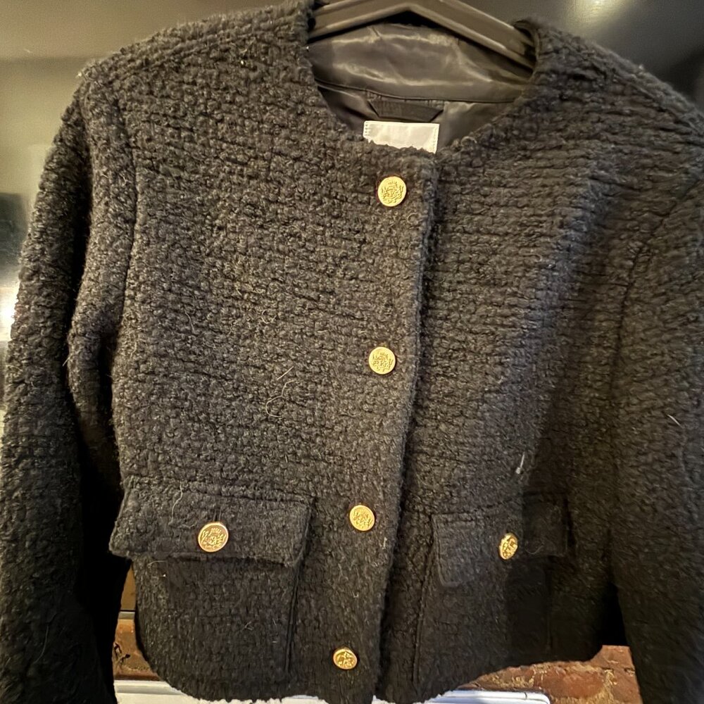 Abercrombie Black Jacket with Gold Buttons